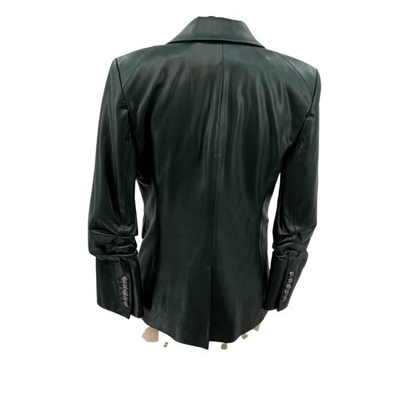 Veronica Beard Hollis Faux Leather Dickey Jacket Blazer Green Size 4 *Flawed - Picture 10 of 16